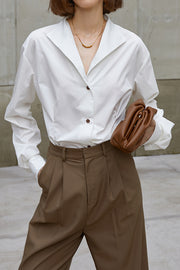 Retro Style Long-sleeved V-neck Slim Shirt