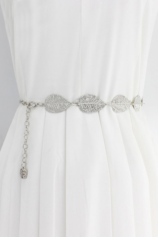 Dress Waist Chain Ladies Metal Leaf Hook Chain Simple Decorative Thin Belt