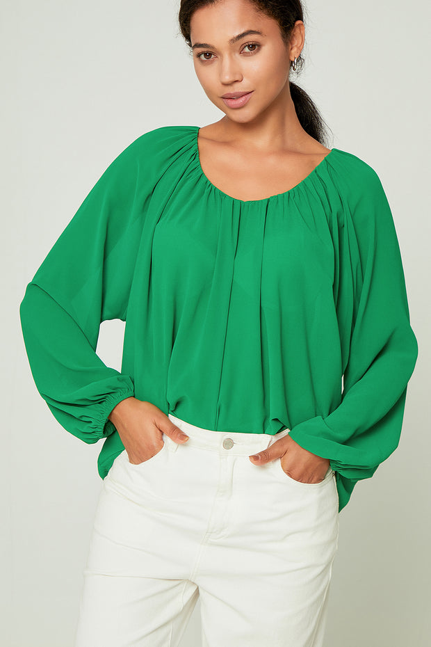 V-neck Pleated Collar Casual Shirt