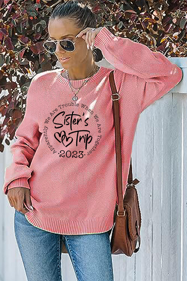 Sister's Tips' Crew Neck Waffle Pullover Jumper Sweater