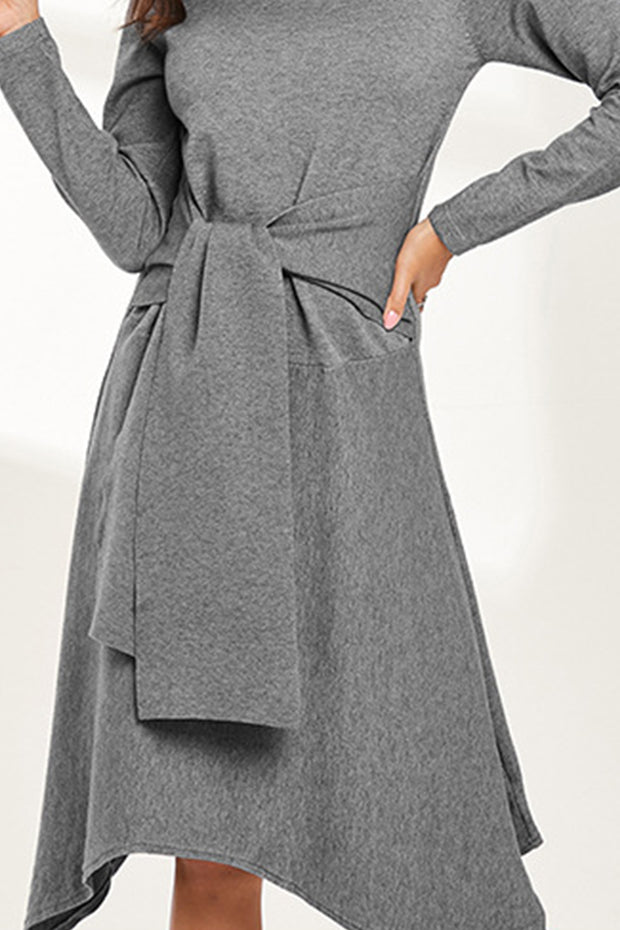 Irregular A-Line Knitted Extra Long Turtleneck Knitted Sweater Dress