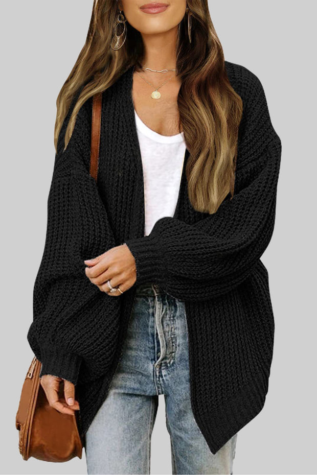 Balloon Sleeve Chunky Pocket Knit Sweater