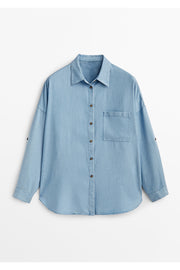 Sky Blue Casual Long Sleeve Shirt