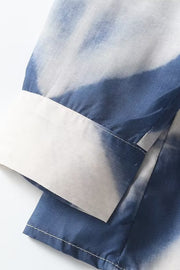 Elegant Blue Printed Long-sleeved Shirt