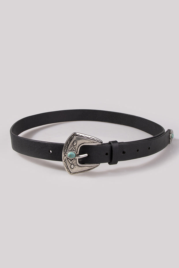 Turquoise Western Buckle Women's All-Match Basic Belt