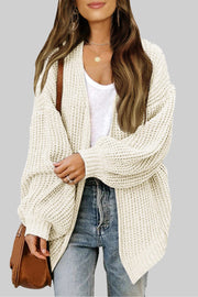 Balloon Sleeve Chunky Pocket Knit Sweater