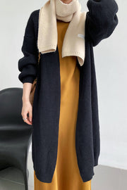 Lazy Over-the-Knee Lantern-Sleeve Knitted Sweater Coat