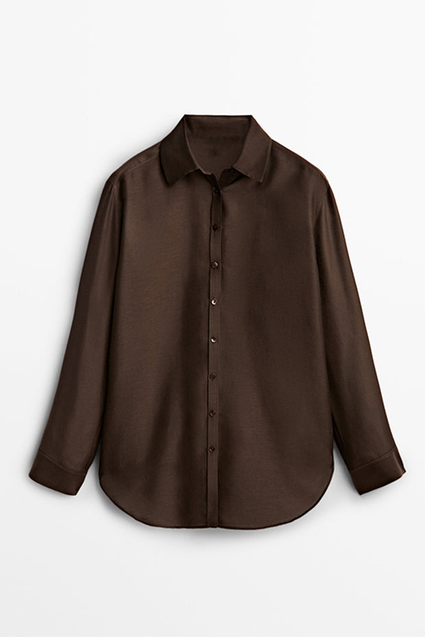 Brown Long Sleeve Casual Shirt