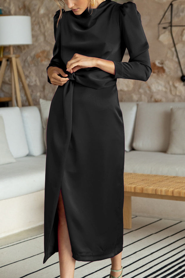 Luxurious Slit Waist and Knotted Maxi Dress