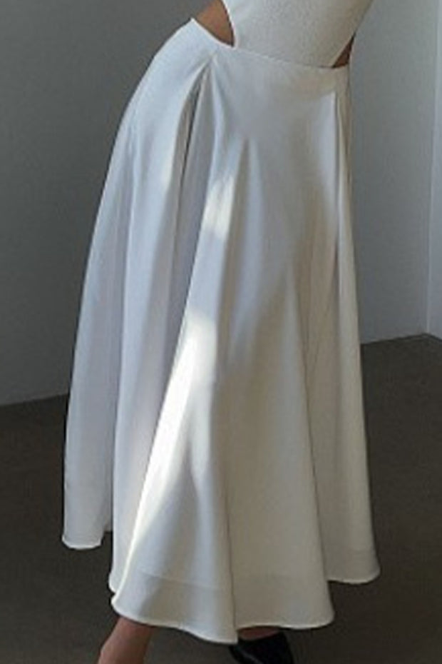 Elegant High-waisted Satin-satin Long Skirt