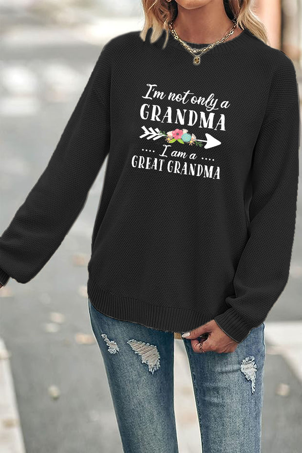 ’GREAT GRANDMA‘ Crew Neck Waffle Pullover Jumper Sweater