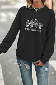 ’CRAZY PLANT LADY‘ Crew Neck Waffle Pullover Jumper Sweater