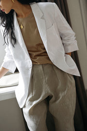 Premium Linen Long Sleeve Blazer Coat