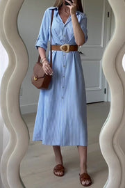 Timeless Striped Midi Shirt Dress