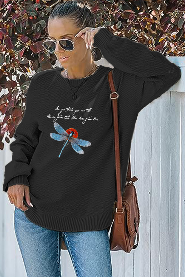 Dragonfly Elements Crew Neck Waffle Pullover Jumper Sweater