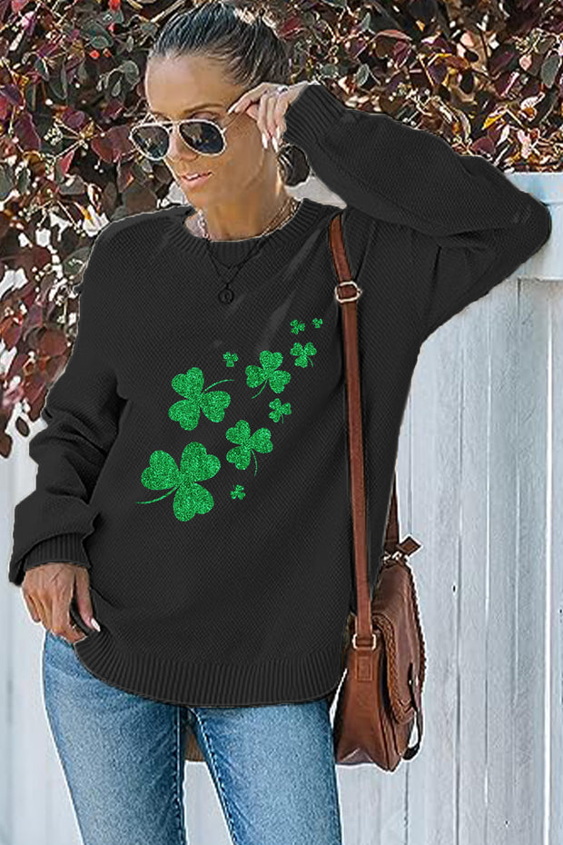 Clover Crew Neck Waffle Pullover Jumper Sweater