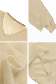 Sorry I'm late. I saw a dog.'V-Neck Side Split Loose Knit Pullover Sweater