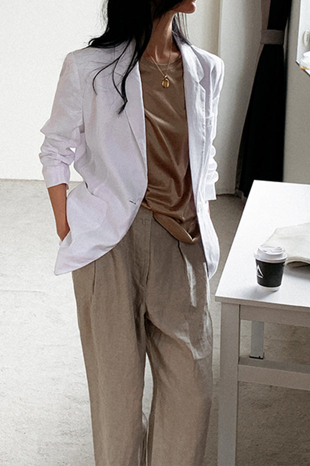 Premium Linen Long Sleeve Blazer Coat