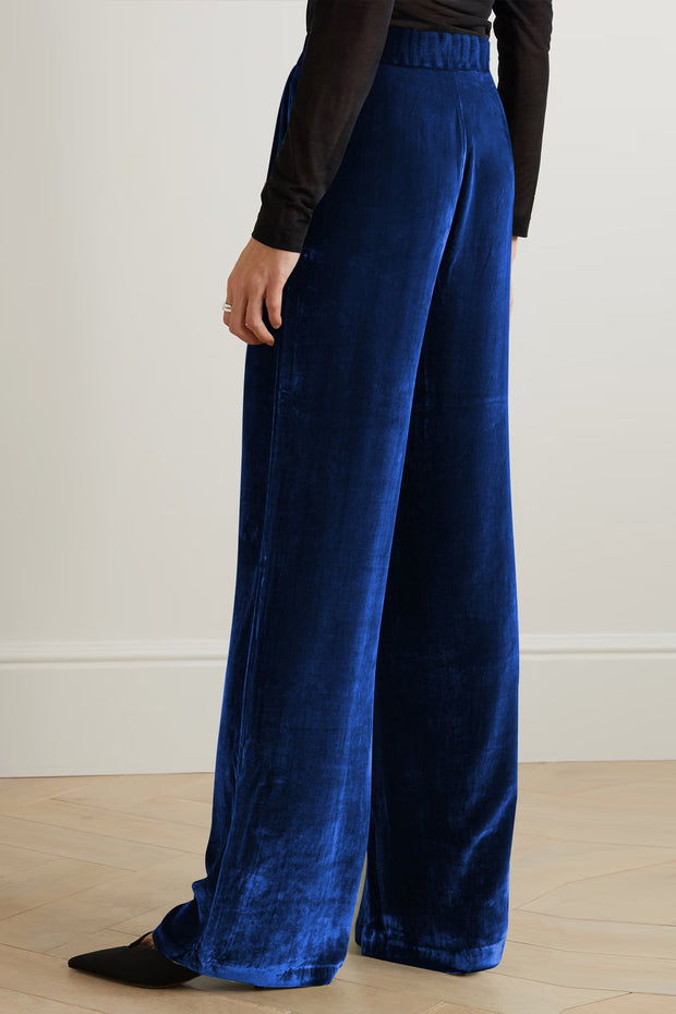 Chic French-Inspired Velvet Wide-Leg Pants