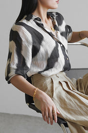 Ramie Loose Tie Dye Long Sleeve Shirt