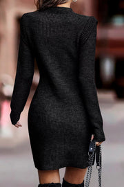Slim Sexy Round Neck Long Sleeve Knitted Sweater Dress
