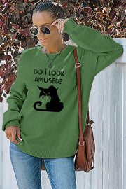 DO I LOOK AMUSED?'Crew Neck Waffle Pullover Jumper Sweater
