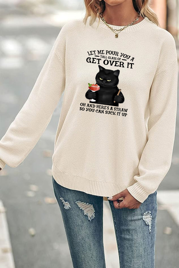 Let Me Pour You A Tall Glass Of Get Over' Crew Neck Waffle Pullover Jumper Sweater